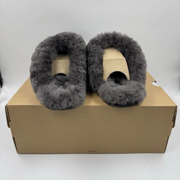 Ugg Australia Women’s Scuffette II Slippers – Suede Black/Grey – Size 8 New - Picture 9 of 16